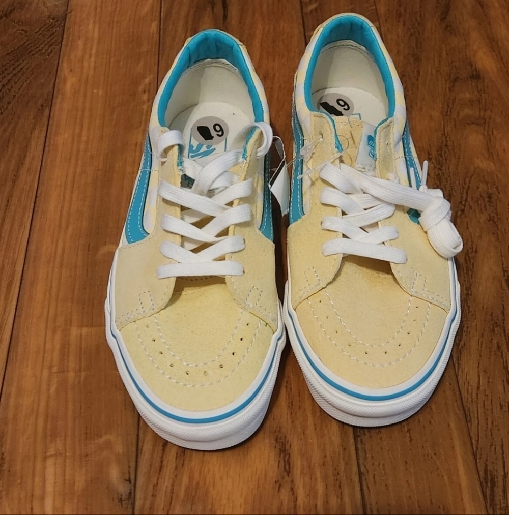 VANS SK8 Low Checkerboard Banana Cream Teal Shoes M Size 6 W Size 7.5Brand New - Picture 4 of 7